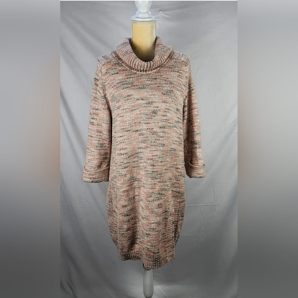 J. Jill Pure Jill Women's Marled Pink Mock Neck Sweater Dress sz M